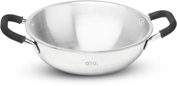 Allo Triply Stainless Steel Kadhai,Induction Friendly Naturally Non-Stick Without lid 24 cm