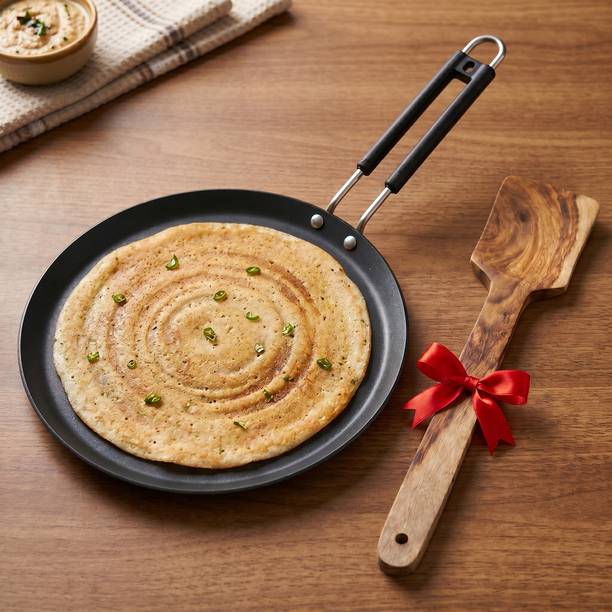 YR Enterprises Induction Base Pure Iron Dosa Tawa And Wooden Spatula Set | Cookware Combo Set Tawa 24 cm diameter