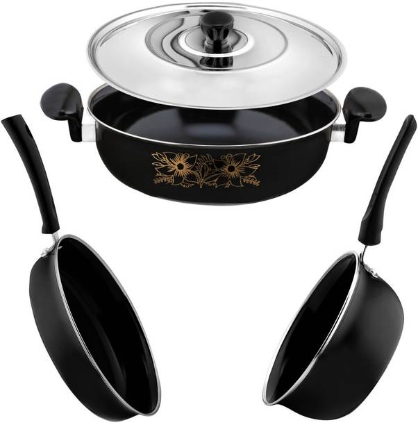 cookpro Cookpro Deluxe Non-stick(Natural Iron) Best Kitchen Cookware Set Of 4 Induction Bottom Non-Stick Coated Cookware Set