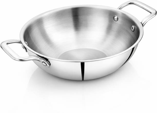 PADIXA 3 Layer Stainless Steel Triply Kadhai 26 cm diameter 3.2 L capacity