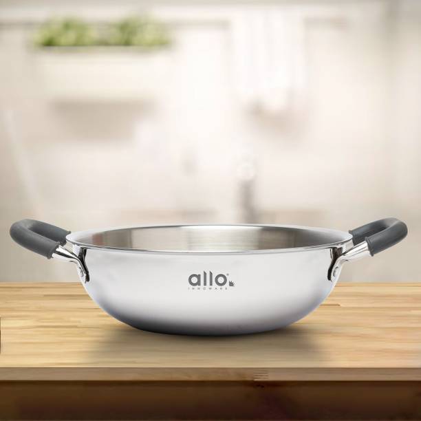 Allo Triply Stainless Steel Kadhai,Induction Friendly Naturally Non-Stick Without lid Kadhai 34 cm diameter 7 L capacity