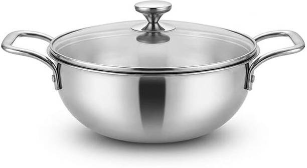 VAASAN Stainless Steel Kadai Kadhai 14 cm diameter with Lid 1.5 L capacity