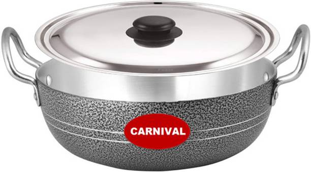 CARNIVAL Aluminium Coating Kadhai/Deep Kadhai With Stainless Steel Lid कढ़ाही 21 cm, 7 cm ढक्कन के साथ
