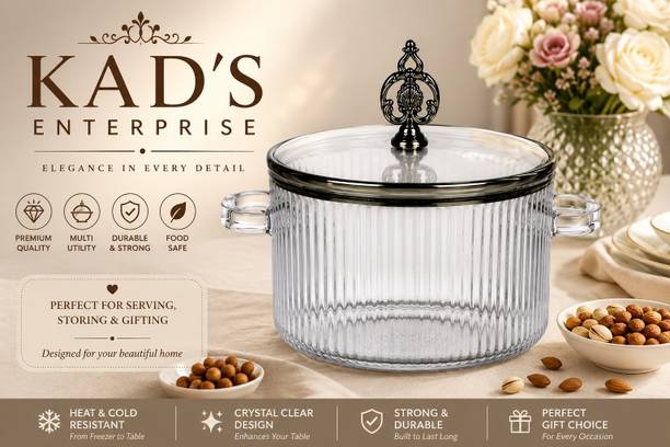 Dm Enterprise GLASS COOKWARE Pot 15 cm diameter 1600 ml capacity with Lid
