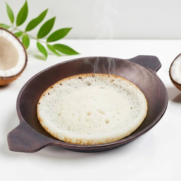 BLUEVEL Premium Cast Iron Appam Pan/Appachatty |Appam Patra Cake Maker Deep Fry 8.5"inch Concave Pan 22 cm diameter 0.3 L capacity