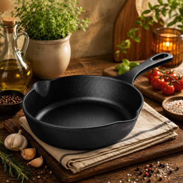 forsel Easy Clean Fry Pan Cast Iron for Modern Kitchen Cooking Utility Tawa 22 cm diameter