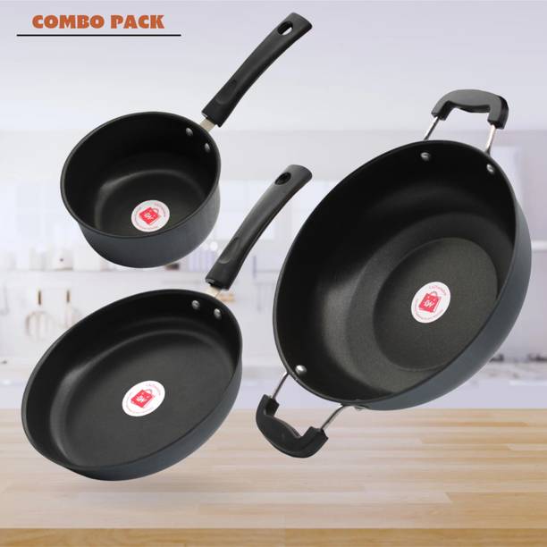 LAZYwindow Premium Quality Nonstick Fry Pan, Kadhai And Sauce Pan 16 cm diameter 1.5 L capacity