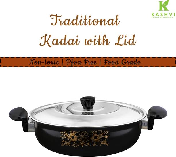 Kashvi Premium Kadhai Kadhai 26 cm diameter with Lid 3.5 L capacity