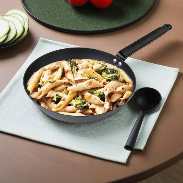 KUBER INDUSTRIES Non-Stick Carbon Steel Frying Pan with Handle | Black-KSG002-BLK Dutch Oven 4 L capacity 28 cm diameter