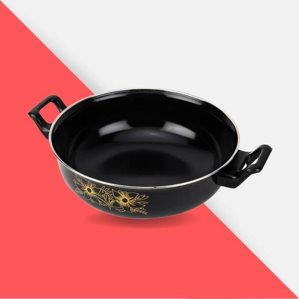 Kashvi Non Stick Kadhai (Black / 3.5 L) - Non Stick | Induction Base Cooktop | Durable Curry Pan 26.5 cm diameter 3.3 L capacity