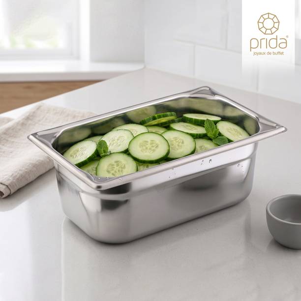 prida GN Pan 1/4 - 100 MM without LID NSF Certified Flat Pan 16.2 cm diameter 2.5 L capacity