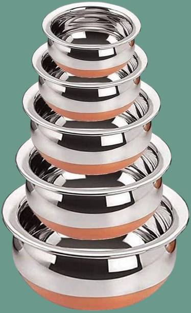 forsel Stainless Steel Copper Bottom Handi Bowl Set for Traditional Table Use Handi 4 L