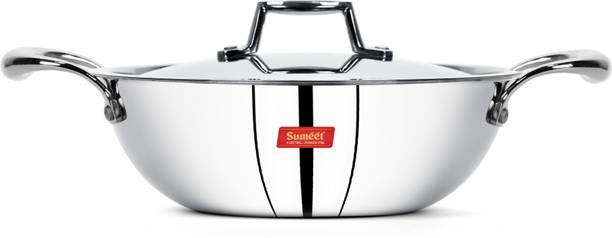 Sumeet Steel - Aluminum - Steel Kadhai 24 cm diameter with Lid 2 L capacity