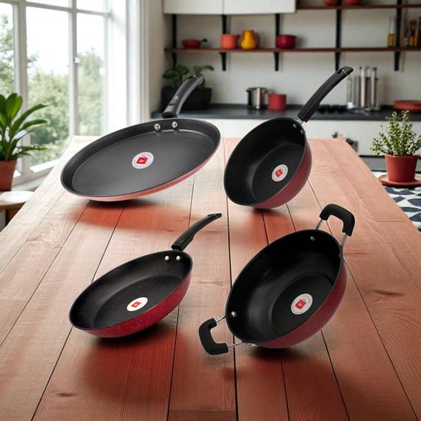 LAZYwindow Nonstick Induction Base Sauce Pan, Fry Pan, Kadhai & Tawa 25 cm diameter