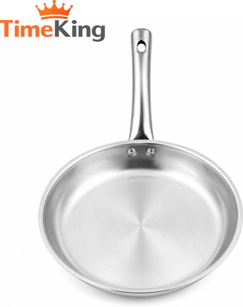 Timeking 3 Ply Stainless Steel Fry Pan, Induction Base, Heavy Duty Cookware Fry Pan 20 cm diameter with Lid 1 L capacity