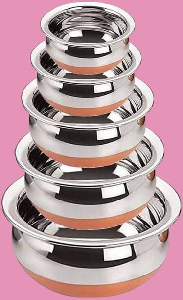 forsel Stainless Steel Copper Bottom Handi Bowl Set for Elegant Serving Handi 4 L