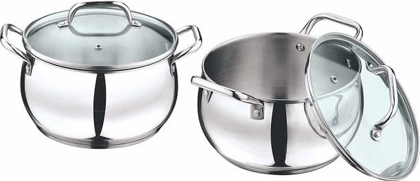 VINOD Stainless Steel 2 Piece Almaty saucepot with Glas...