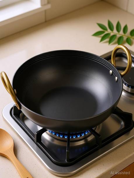 DISHA Premium Quality iron kadai Kadhai 10 cm diameter 1.5 L capacity