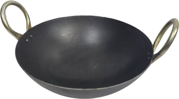 Q8 Twinkle Traditional Deep Bottom Iron Kadhai/Deep Bottom Kadhai/Fry Pan/China Chatti/ Kadhai 22 cm diameter 2 L capacity