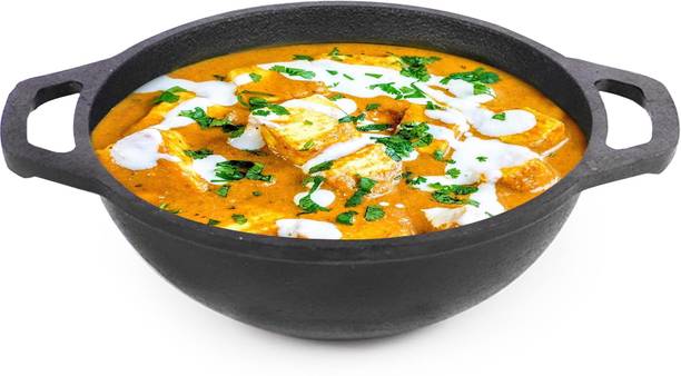 The Indus Valley Pre-Seasoned Cast Iron Deep Kadai with Flat Handle - 8.1 inch Kadhai 20.5 cm diameter 1.4 L capacity