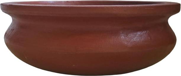 ASWATHEXPORT Clay Cooking Pot 9 Inches Terracotta Brown Handi 2.5 L
