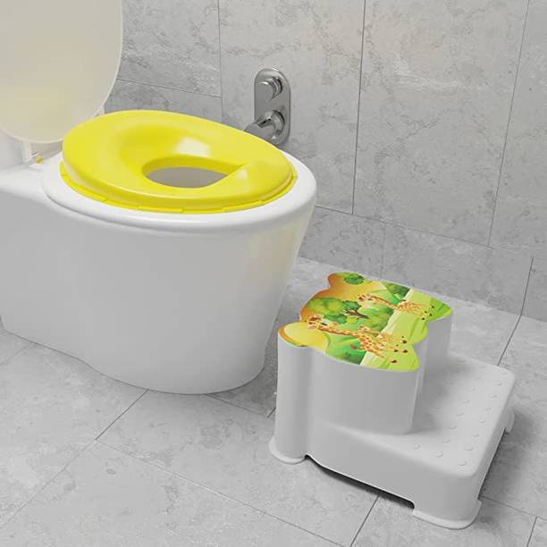 TechHark Combo of Baby Toilet Seat And Baby Stool, Anti-Sleep, Non-Toxic Durable Material Stool