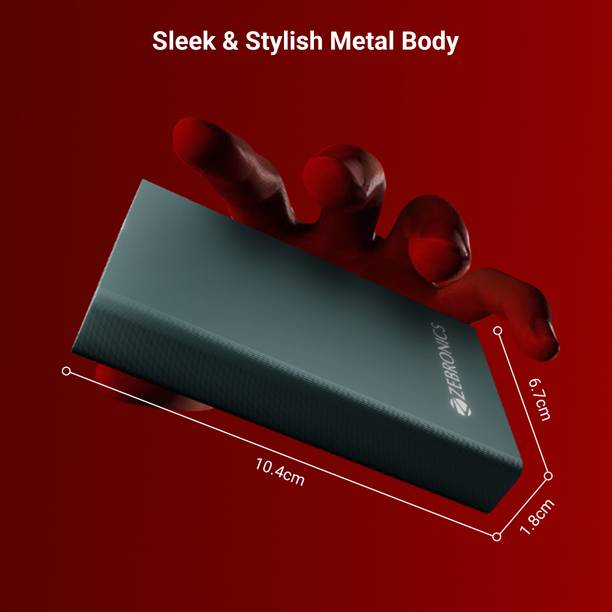 ZEBRONICS 10000 mAh 22.5 W Nano Power Bank  (Olive, Lithium Polymer, Fast Charging, Quick Charge 3.0 for Mobile, Tablet)