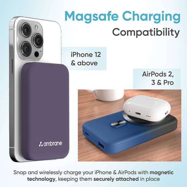 Ambrane 10000 mAh 22.5 W Wireless With MagSafe Power Bank