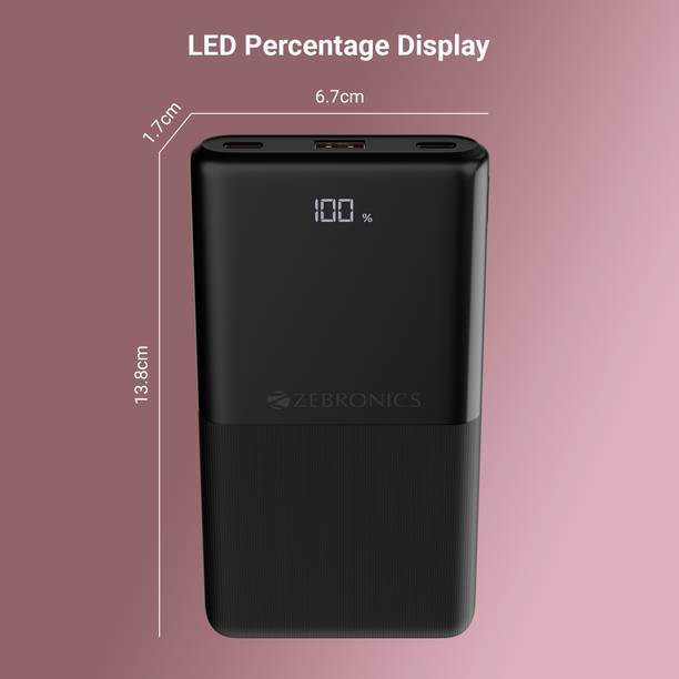 ZEBRONICS 10000 mAh 22.5 W Slim Power Bank  (Black, Lithium Polymer, Fast Charging, Quick Charge 3.0 for Mobile, Tablet)