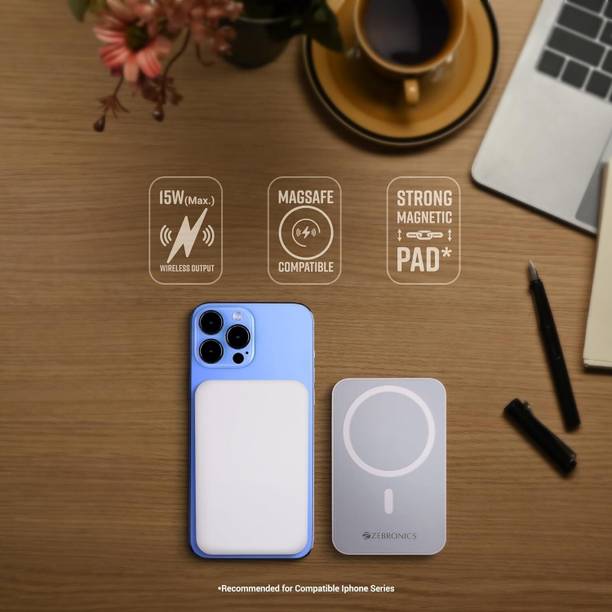 ZEBRONICS 10000 mAh 20 W Wired & Wireless With MagSafe Compact Pocket Size Power Bank