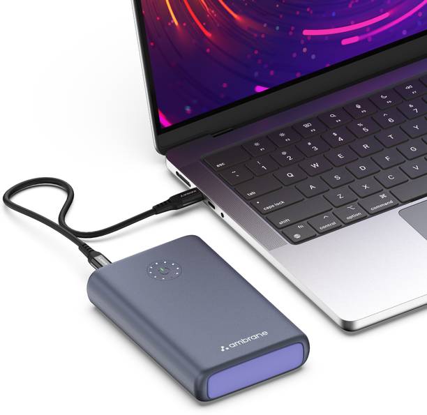 Ambrane 20000 mAh Power Bank (85 W, Power Delivery 2.0) (Black, Lithium-ion)