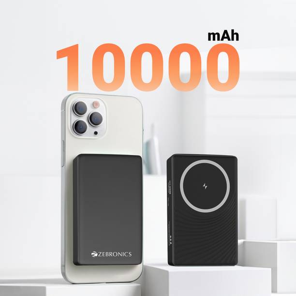 ZEBRONICS 10000 mAh 22.5 W Wireless With MagSafe Nano Power Bank  (Black, Lithium Polymer, Fast Charging, Quick Charge 3.0 for Mobile, Tablet)