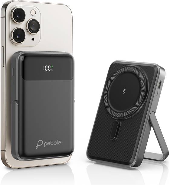 Pebble 10000 mAh Wired & Wireless With MagSafe Compact Pocket Size Power Bank