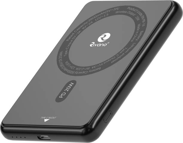 Rivano 5000 mAh 22.5 W Wired & Wireless With MagSafe Ultra Slim Pocket Size Power Bank