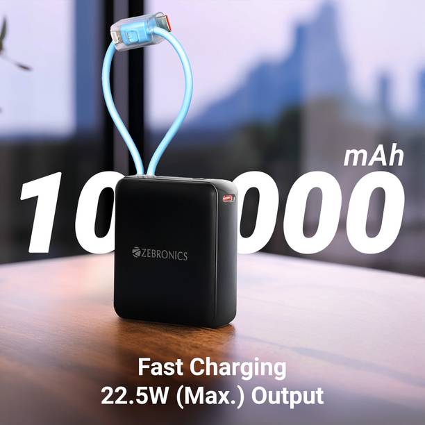 ZEBRONICS 10000 mAh 22.5 W Nano Power Bank  (Black, Lithium Polymer, Fast Charging, Quick Charge 3.0 for Mobile, Tablet)