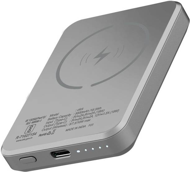 STUFFCOOL 5000 mAh 18 W Wired & Wireless With MagSafe Pocket Size Power Bank