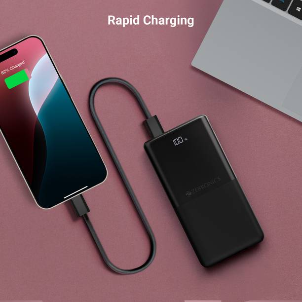 ZEBRONICS 10000 mAh 22.5 W Slim Power Bank  (Black, Lithium Polymer, Fast Charging, Quick Charge 3.0 for Mobile, Tablet)