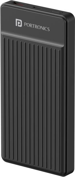 Portronics 10000 mAh 12 W Slim Power Bank  (Black, Lithium Polymer, Fast Charging for Mobile, Earbuds, Speaker)