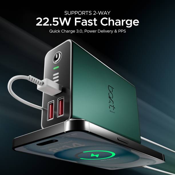 boAt 20000 mAh 22.5 W Pocket Size Power Bank  (Emerald Green, Lithium Polymer, Fast Charging, Quick Charge 3.0, Power Delivery 3.0 for Mobile, Tablet)