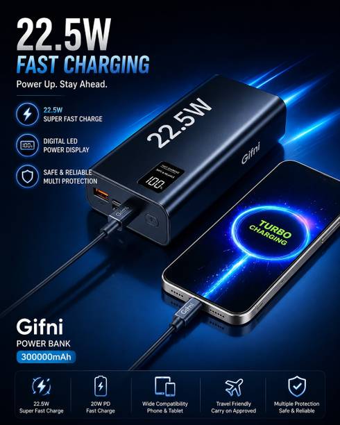 GIFNI 300000 mAh 22.5 W With MagSafe Compact Pocket Size Power Bank