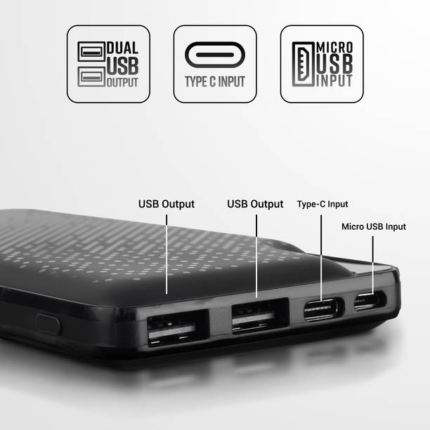 ZEBRONICS 10000 mAh 10 W Slim Power Bank  (Black, Lithium Polymer, Power Delivery 3.0 for Mobile, Tablet)