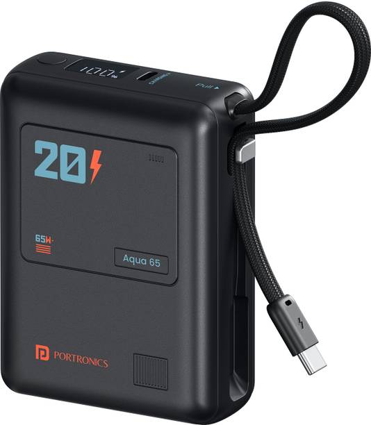 Portronics 20000 mAh 65 W Wireless Compact Pocket Size Power Bank