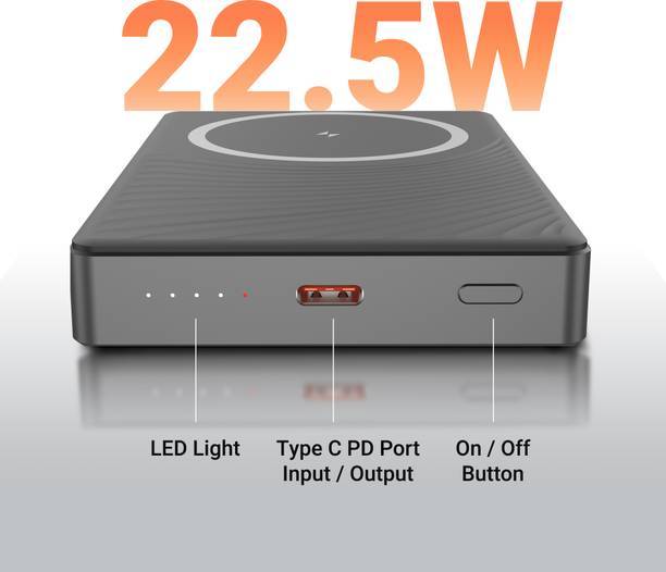 ZEBRONICS 10000 mAh 22.5 W Wireless With MagSafe Nano Power Bank  (Black, Lithium Polymer, Fast Charging, Quick Charge 3.0 for Mobile, Tablet)