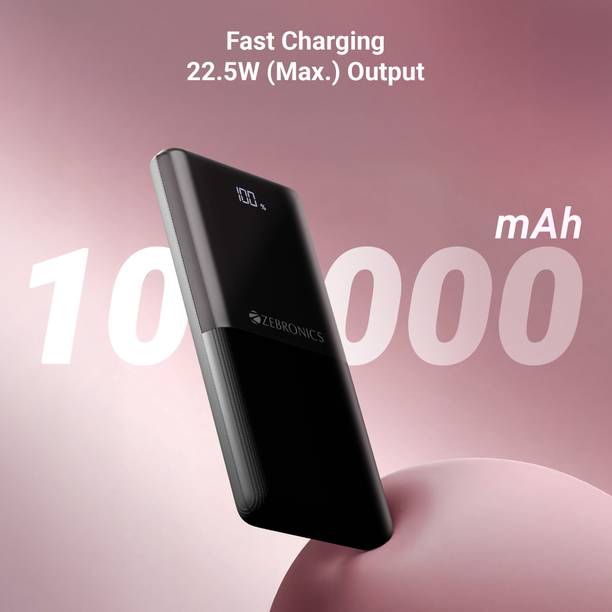 ZEBRONICS 10000 mAh 22.5 W Slim Power Bank  (Black, Lithium Polymer, Fast Charging, Quick Charge 3.0 for Mobile, Tablet)