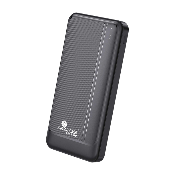 Kratos 10000 mAh 22.5 W Slim Pocket Size Power Bank Black, Lithium Polymer, Power Delivery 3.0, Fast Charging for Mobile, Earbuds, Speaker, Trimmer, T