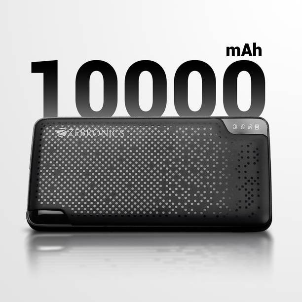 ZEBRONICS 10000 mAh 10 W Slim Power Bank  (Black, Lithium Polymer, Power Delivery 3.0 for Mobile, Tablet)