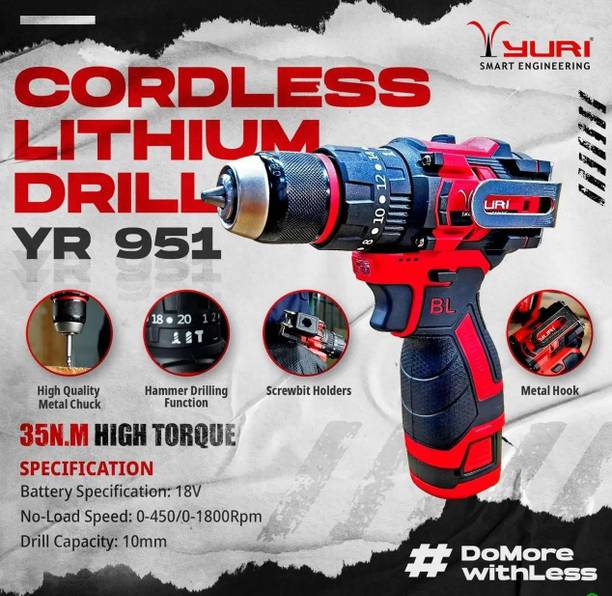 KHS ENTERPRISE YURI-951 CORDLESS IMPACT DRILL 18V MAX LI-ION BATTERY,35NM HIGH TORQUE& CHRGER Drywall Screw Gun