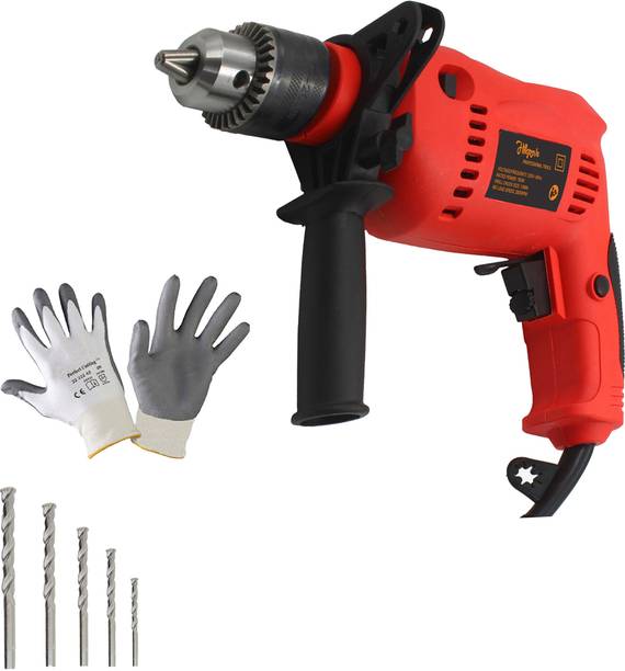 hillgrove hgcm1078m2 700w power drill machine gloves 5pcs masonry bits making holes metal wood concrete reverse rotation variable speed hf0126 pistol grip
