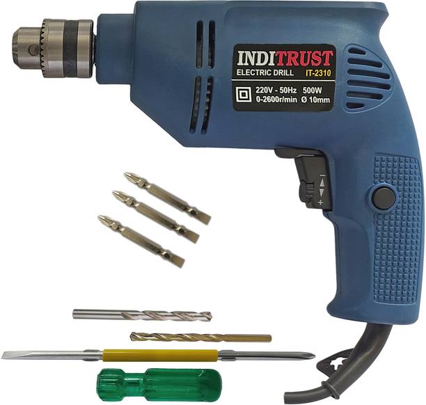 inditrust new 500w reversible drill machine 3pc ph2 bit 1pc masonry hss screwdriver set pistol grip