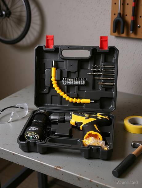 XDLB Max Power Tool Set, Home Improvement Hand Tool Kit with Cordless Drill Driver Collated Screw Gun